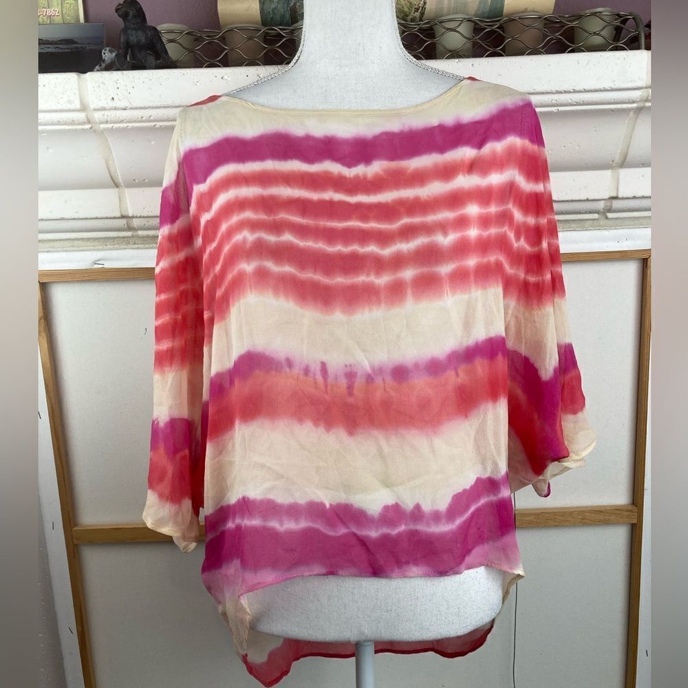 Gypsy05 silk oversized hi lo blouse w/color wash made in Hollywood CA boho